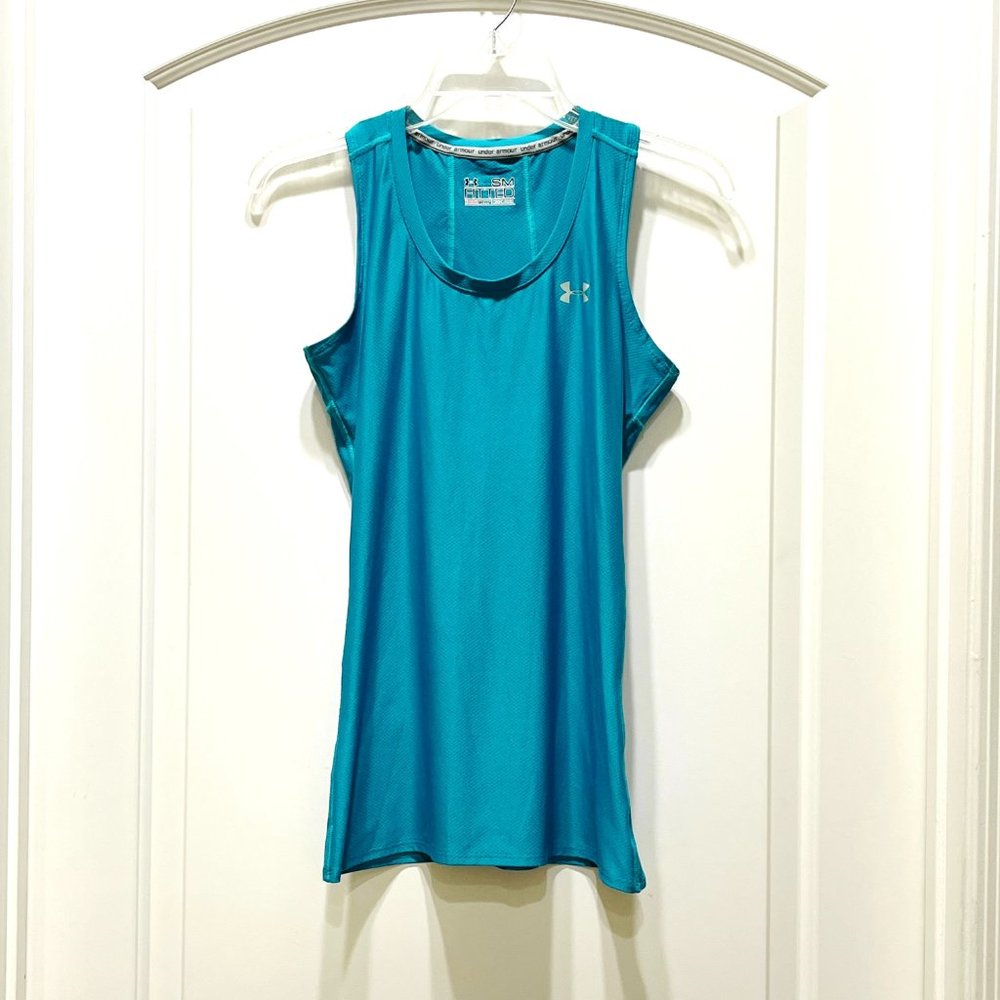 New Under Armour Tank Top Fitted Heat Gear Shirt Blue Small
